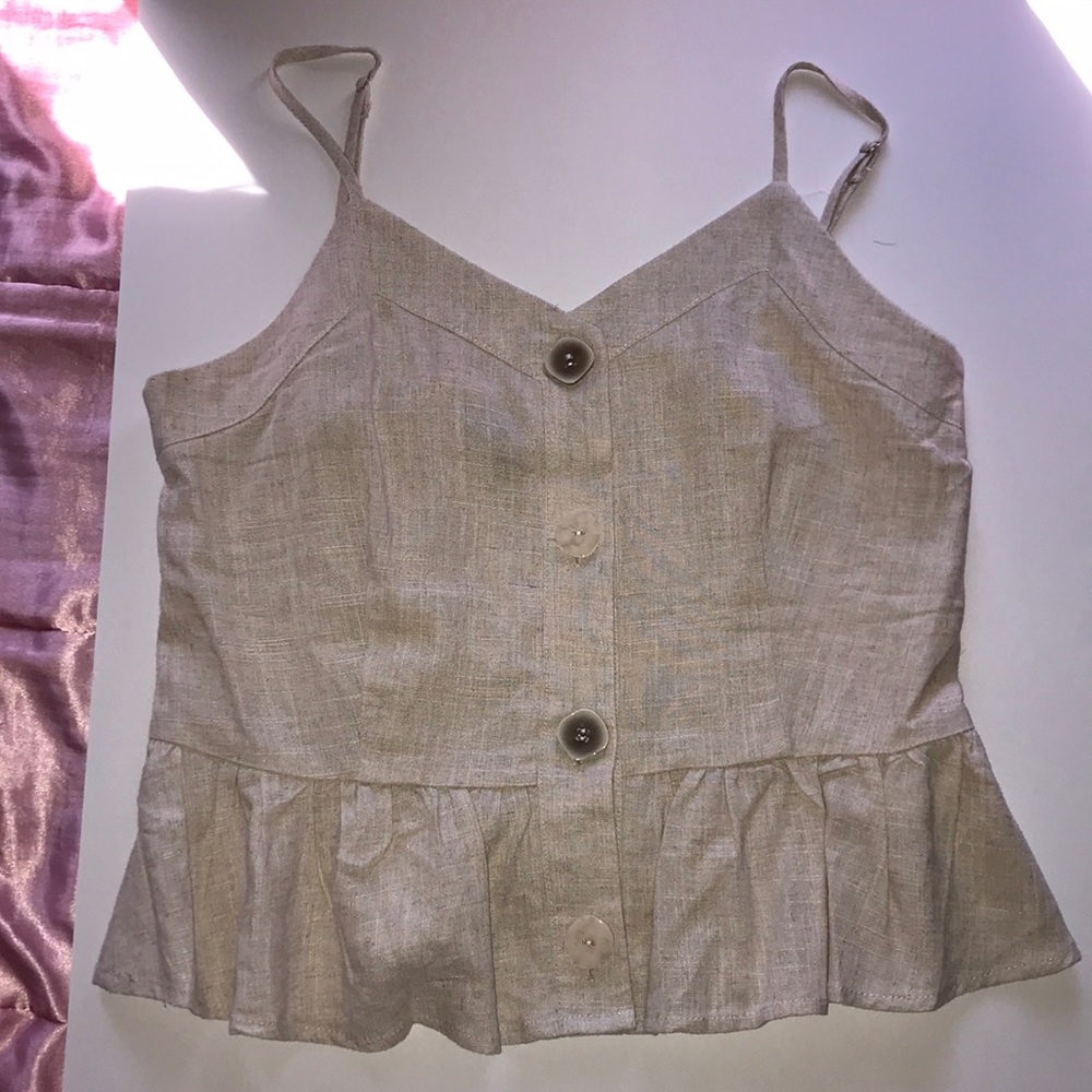 QED London button down cami top with peplum hem
